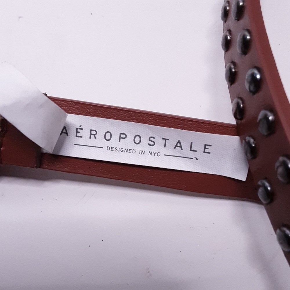 💎Aeropostale Womens Tan Narrow Braided Studded Belt Size Medium - Picture 8 of 8
